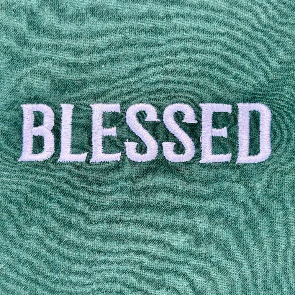 Blessed T Shirt Viridian Tee Officially Licensed By Eighty Eight Brand Loose Fit - Picture 2 of 4